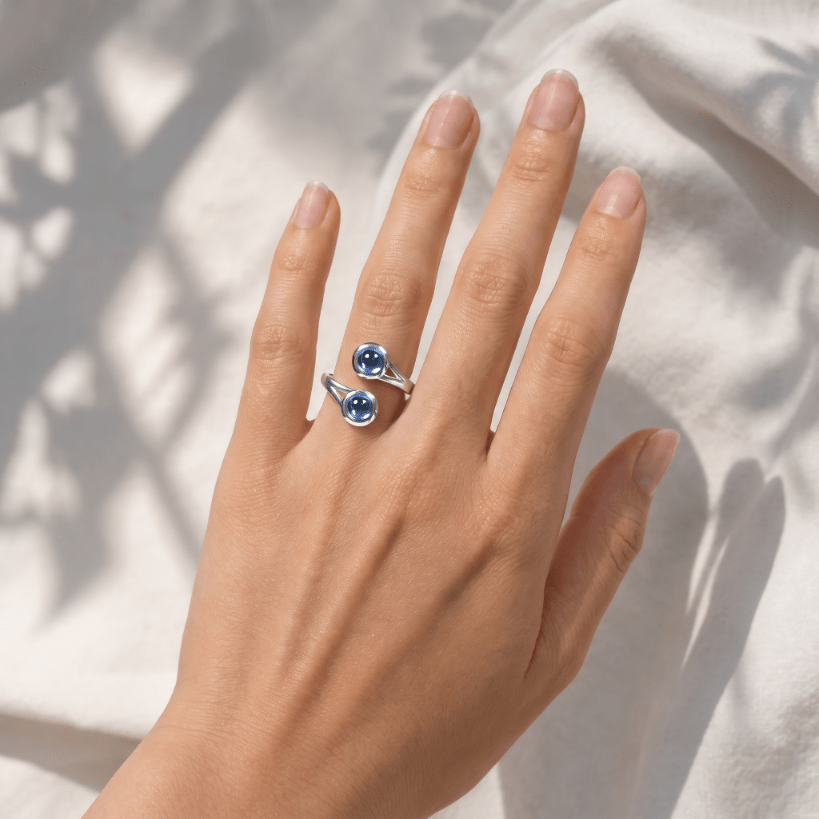 Art Pewter Celtic Birthstone Ring - Silver Plated Pewter - Made in Scotland - September (Sapphire) - Heritage Of Scotland -