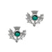 Art Pewter Scottish Thistle Birthstone Earrings - Silver - Plated Pewter - Made in Scotland - Heritage Of Scotland - May (Emerald)