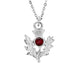 Art Pewter Scottish Thistle Birthstone Pendant - Silver Plated Pewter - Made in Scotland - Heritage Of Scotland - January (Garnet)