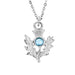 Art Pewter Scottish Thistle Birthstone Pendant - Silver Plated Pewter - Made in Scotland - Heritage Of Scotland - March (Aquamarine)