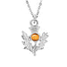 Art Pewter Scottish Thistle Birthstone Pendant - Silver Plated Pewter - Made in Scotland - Heritage Of Scotland - November (Topaz)