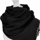 Balmoral 100% Cashmere Woven Scarf - PLAIN BLACK - Heritage Of Scotland -