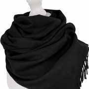 Balmoral 100% Cashmere Woven Scarf - PLAIN BLACK - Heritage Of Scotland -