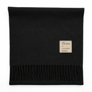 Balmoral 100% Cashmere Woven Scarf - PLAIN BLACK - Heritage Of Scotland -