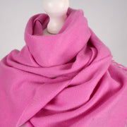 Balmoral 100% Cashmere Woven Scarf - PLAIN LIPSTICK PINK - Heritage Of Scotland -