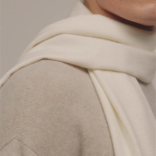 Balmoral 100% Cashmere Woven Scarf Plain White - Heritage Of Scotland - PLAIN WHITE