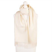 Balmoral 100% Cashmere Woven Scarf Plain White - Heritage Of Scotland - PLAIN WHITE