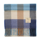 Balmoral 100% Cashmere Woven Scarf Tartan and Checks - Made in Scotland - BLOCK CHECK BLUE - Heritage Of Scotland -