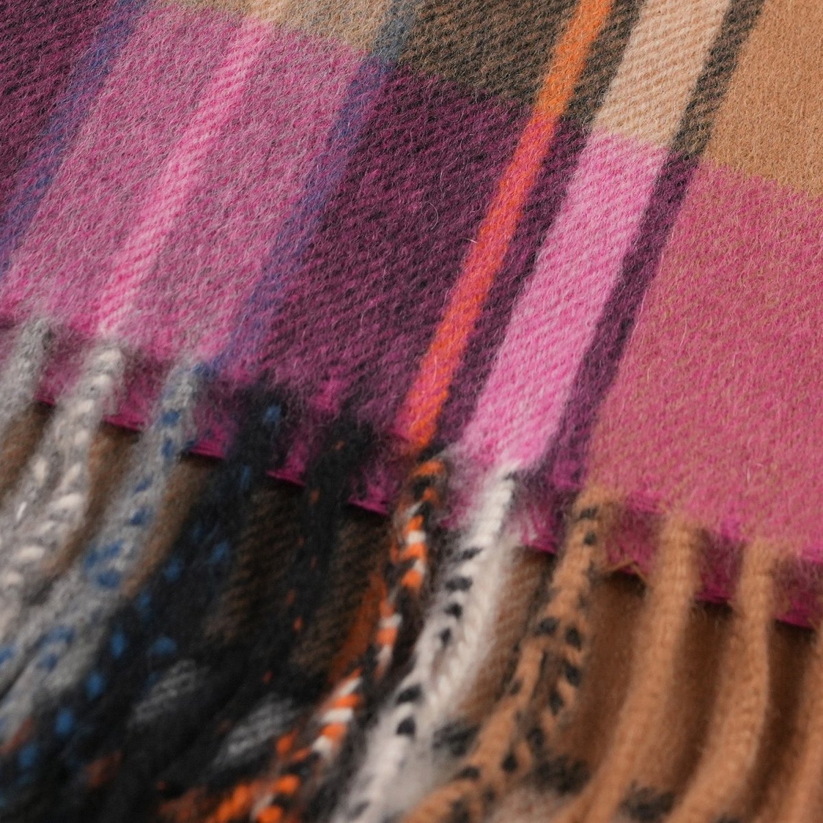 Balmoral 100% Cashmere Woven Scarf Tartan and Checks - Made in Scotland - EXPLODED BRUCE CAMEL - Heritage Of Scotland -