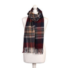 Balmoral 100% Cashmere Woven Scarf Tartan and Checks - Made in Scotland - EXPLODED BRUCE NAVY - Heritage Of Scotland -