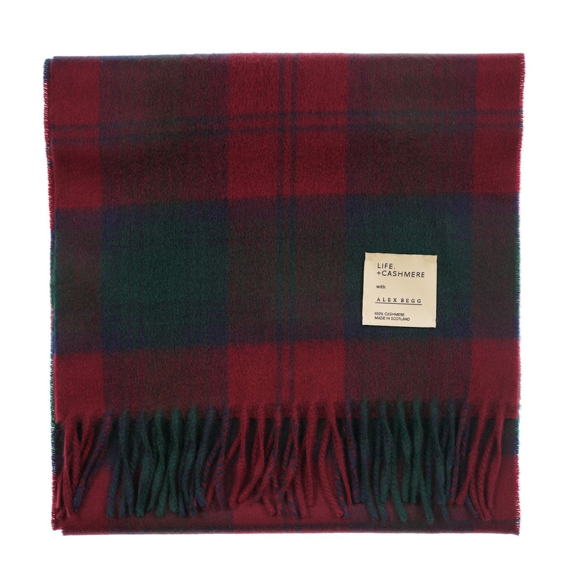 Balmoral 100% Cashmere Woven Scarf Tartan and Checks - Made in Scotland - LINDSAY - Heritage Of Scotland -