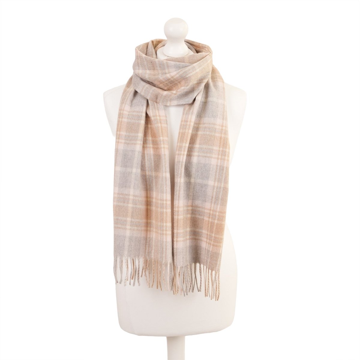 Balmoral 100% Cashmere Woven Scarf Tartan and Checks - Made in Scotland - MACKELLAR PINK - Heritage Of Scotland -