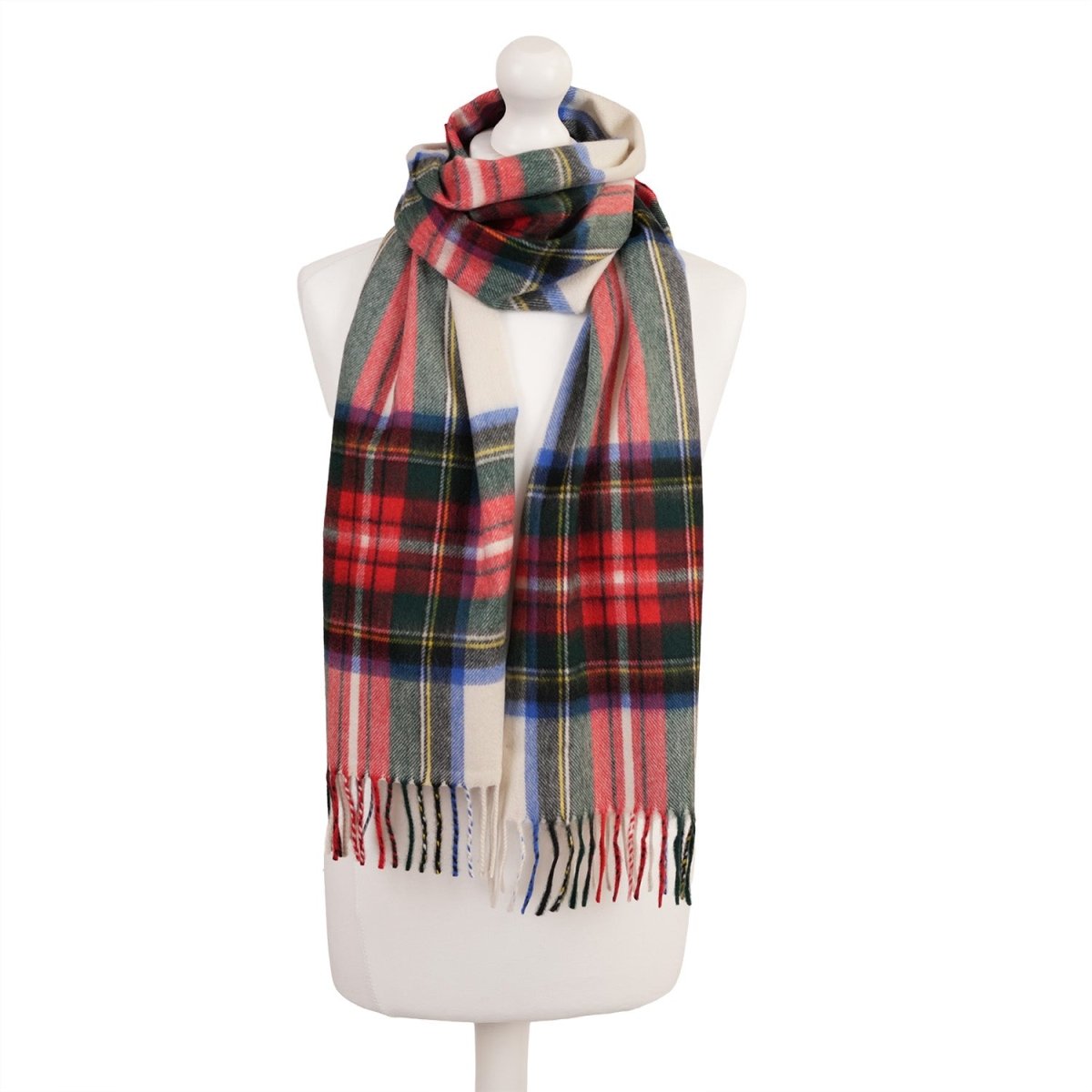 Balmoral 100% Cashmere Woven Scarf Tartan and Checks - Made in Scotland - STEWART WHITE - Heritage Of Scotland -