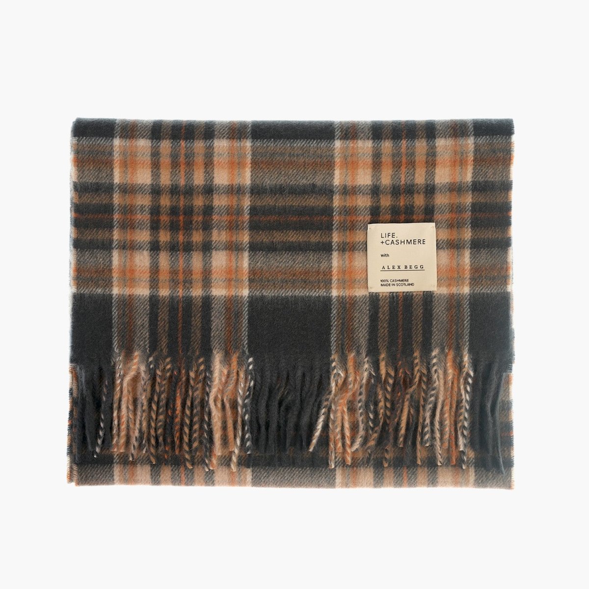 Balmoral 100% Cashmere Woven Scarf Tartan and Checks - Made in Scotland - TAWNEY - Heritage Of Scotland -