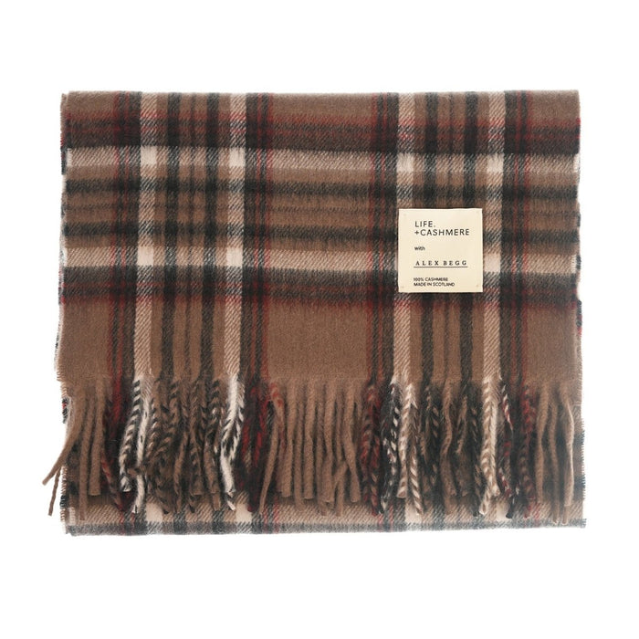 Balmoral 100% Cashmere Woven Scarf Tartans and Checks - Made in Scotland - Heritage Of Scotland - EXPLODED BRUCE NAVY