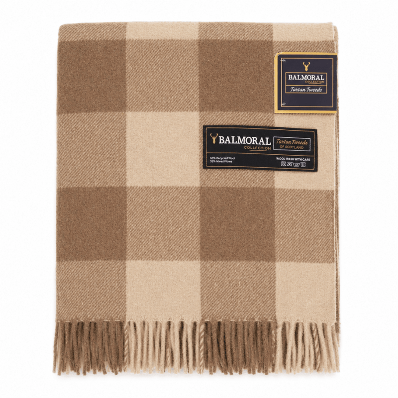 Balmoral Highland Wool Blend Scottish Tartan Blanket Throw - Recycled Wool - 155 x 190 cm - JACOB - Heritage Of Scotland -