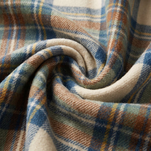 Balmoral Highland Wool Blend Scottish Tartan Blanket Throw - Recycled Wool - 155 x 190 cm - STEWART MUTED BLUE - Heritage Of Scotland -
