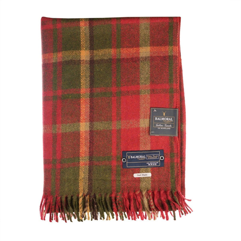 Balmoral Woollen Knee Blanket with Fringed Edges - Dark Maple - Heritage Of Scotland - 
