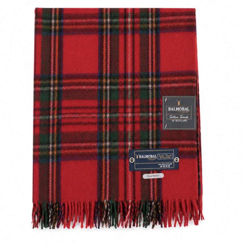 Balmoral Woollen Knee Blanket with Fringed Edges - Royal Stewart - Heritage Of Scotland - 