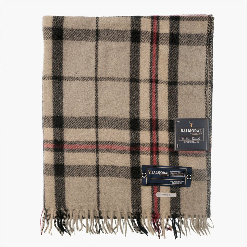 Balmoral Woollen Knee Blanket with Fringed Edges - Thompson Grey - Heritage Of Scotland - 