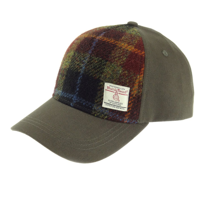 Baseball Cap With Harris Tweed Orange/Green Check - Heritage Of Scotland - ORANGE/GREEN CHECK