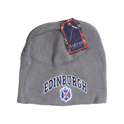 Beanie Hat Edinburgh/ Flag Shield / Lion - Heritage Of Scotland - GREY