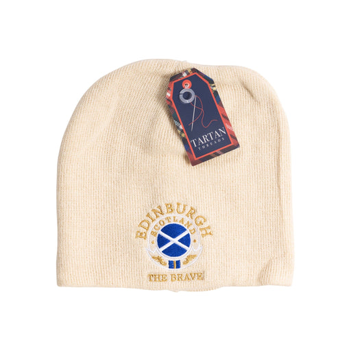 Beanie Hats Circle Edin/Scot/Flag/Brave - Heritage Of Scotland - OFF WHITE