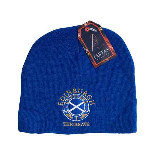 Beanie Hats Circle Edin/Scot/Flag/Brave - Heritage Of Scotland - ROYAL BLUE