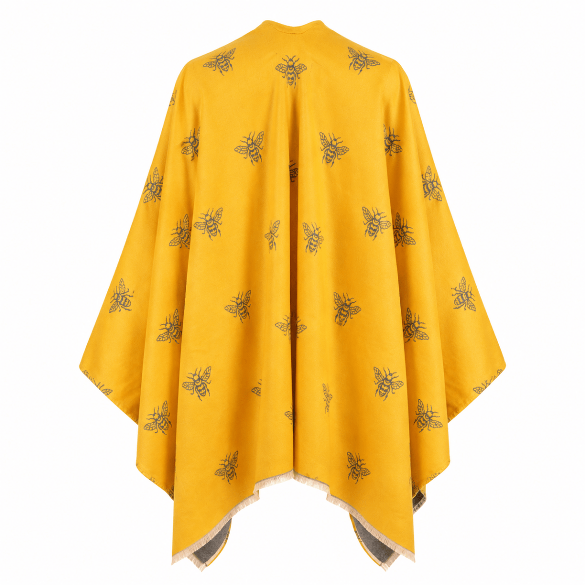 Bee Print Reversible Wrap Cape for Women - OCHRE - Heritage Of Scotland -
