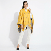 Bee Print Reversible Wrap Cape for Women - OCHRE - Heritage Of Scotland -
