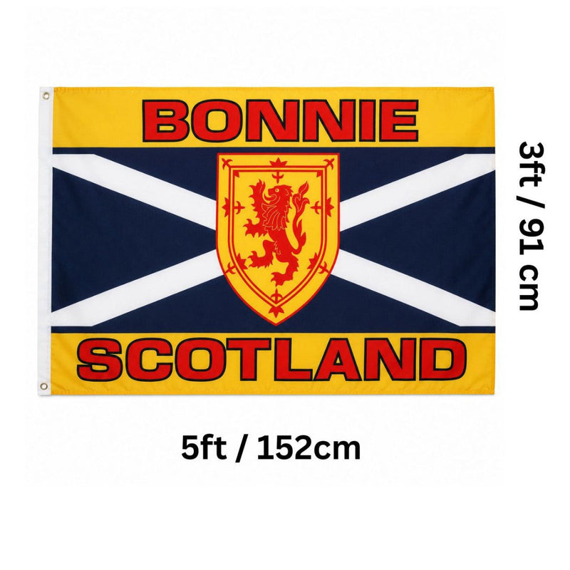 Bonnie Scotland Flag with Eyelets– 5 x 3 Foot Scottish Saltire Banner - Heritage Of Scotland - 