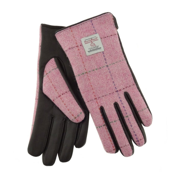 Boxed Harris Tweed and Brown Leather Ladies Gloves - Heritage Of Scotland - COL068 / SML