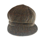 Brown Herringbone Harris Tweed Baker Boy Flat Cap - Heritage Of Scotland -