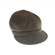 Brown Herringbone Harris Tweed Baker Boy Flat Cap - Heritage Of Scotland -