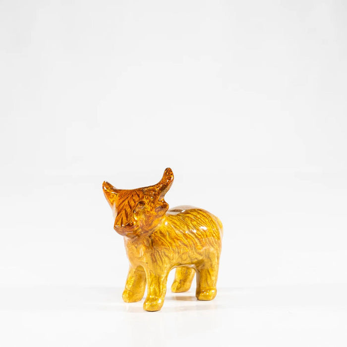 Brushed Gold Highland Cow Medium 6 Cm - Heritage Of Scotland - NA