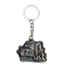 Brushed Metal Scottish Keyring – Nessie, Coo, Collage & More - Heritage Of Scotland - Scotland Dancers Collage