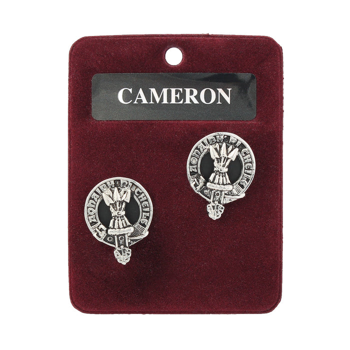 Cameron Clan Badge, Kilt Pin, Lapel Pin, Cufflinks, Keyring/Key Fob & Gift Set — Fine Pewter by Art Pewter — Made in Scotland (Shiny Finish) - Heritage Of Scotland - Cufflinks