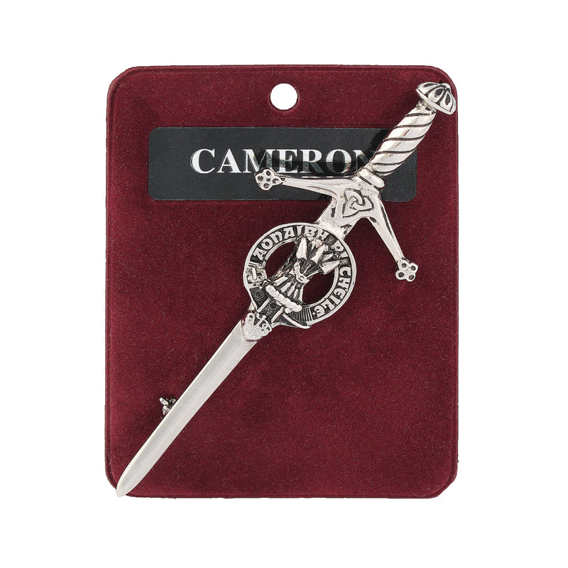 Cameron Clan Badge, Kilt Pin, Lapel Pin, Cufflinks, Keyring/Key Fob & Gift Set — Fine Pewter by Art Pewter — Made in Scotland (Shiny Finish) - Heritage Of Scotland - Kilt Pin