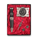 Carmichael Clan Badge, Kilt Pin, Lapel Pin, Cufflinks, Keyring/Key Fob & Gift Set — Fine Pewter by Art Pewter — Made in Scotland (Shiny Finish) - Heritage Of Scotland - Gift Set