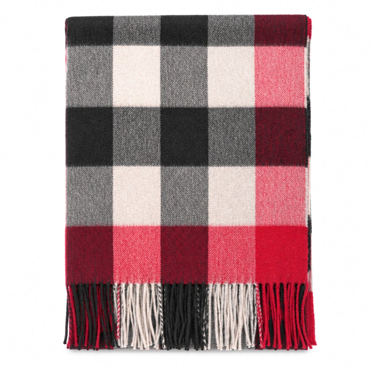 Cashmere Tartan Stole – Made In Scotland - Cubes Red by Sinclair Duncan - Heritage Of Scotland -