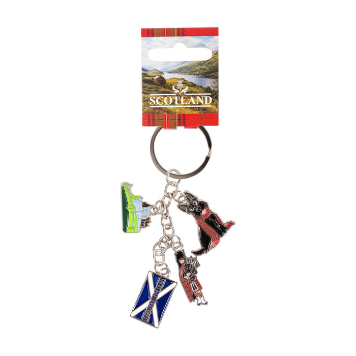 Charm Keyring - Dog/Castle/ Piper/Flag - Heritage Of Scotland - NA