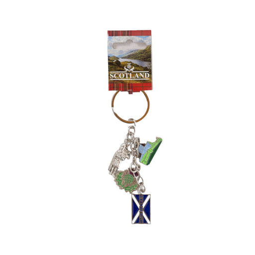 Charm Keyring -Piper/Castle/Thistle/Flag - Heritage Of Scotland - NA