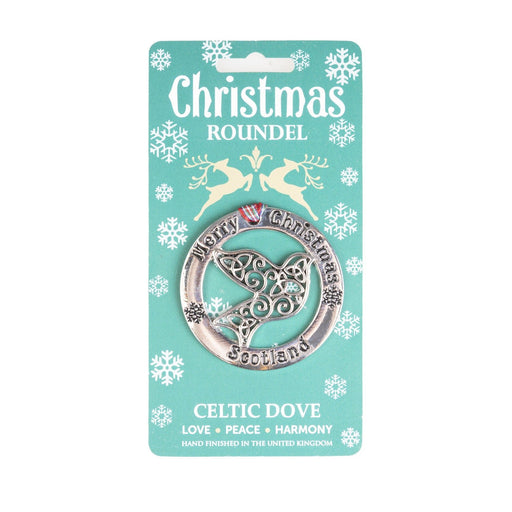 Christmas Roundel Silver Celtic Dove - Heritage Of Scotland - SILVER CELTIC DOVE