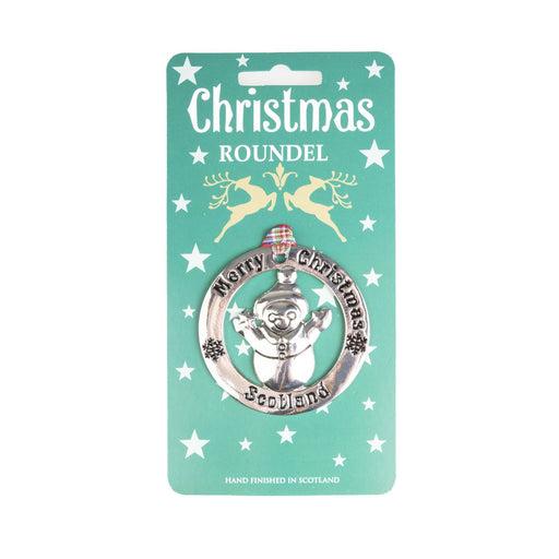 Christmas Roundel Silver Snowman - Heritage Of Scotland - SILVER SNOWMAN