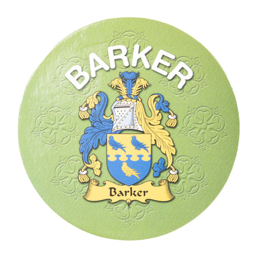 Clan/Family Name Round Cork Coaster Barker - Heritage Of Scotland - BARKER