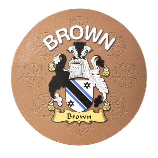 Clan/Family Name Round Cork Coaster Brown E - Heritage Of Scotland - BROWN E