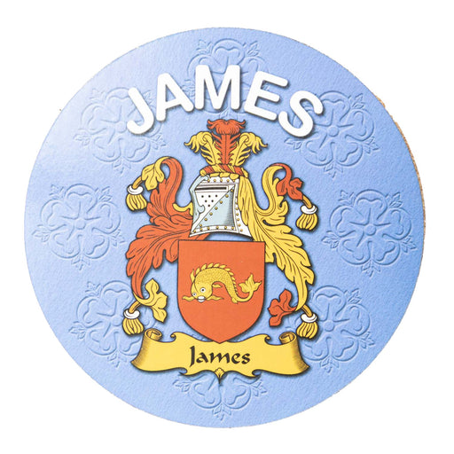 Clan/Family Name Round Cork Coaster James - Heritage Of Scotland - JAMES