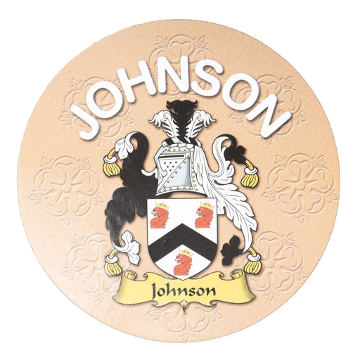 Clan/Family Name Round Cork Coaster Johnson - Heritage Of Scotland - JOHNSON