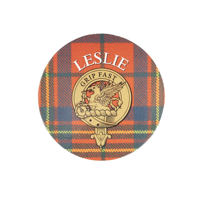 Clan/Family Name Round Cork Coaster Leslie - Heritage Of Scotland - LESLIE