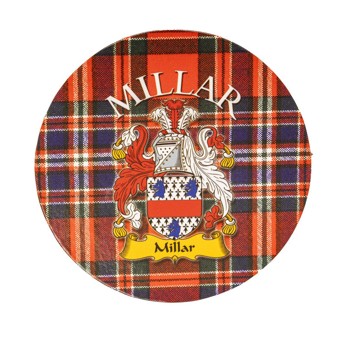 Clan/Family Name Round Cork Coaster Millar - Heritage Of Scotland - MILLAR